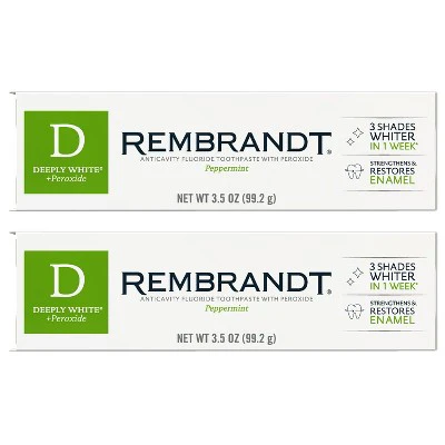 Rembrandt Deeply White + Peroxide Whitening Toothpaste with Fluoride 3.5oz/2pk - New