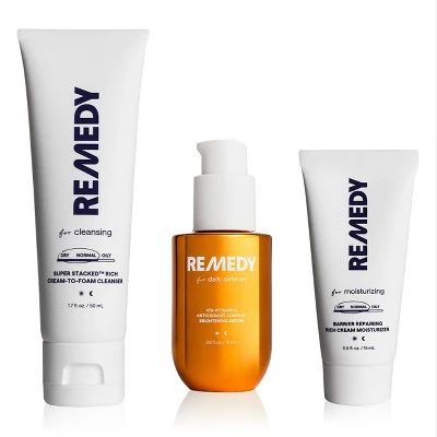 Remedy Skin Brightening 3-Piece Skincare Kit Gentle Cleanser Vitamin C Serum 2.7oz - Missing Box - Image 2