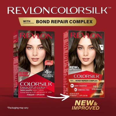 Revlon ColorSilk Permanent Hair Color with Bond Repair Complex 41 Medium Brown 4.4 fl oz - Imperfect Box - Image 3