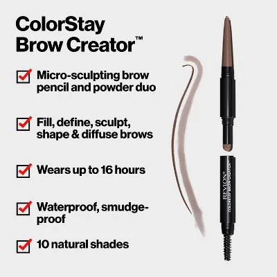 Revlon Colorstay Brow Creator Waterproof Pencil & Powder 615 Soft Black 0.003oz - Imperfect Box - Image 4