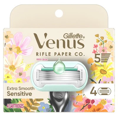 Rifle Paper Co. + Venus Deluxe Smooth Sensitive Razor Blade Refills 4ct - Imperfect Box - Image 2