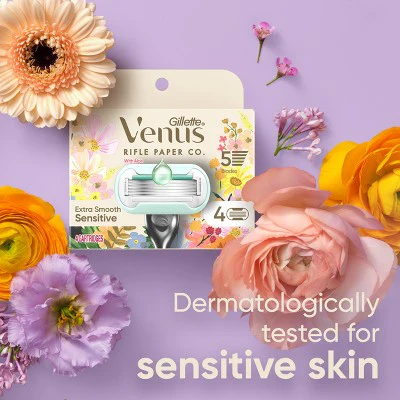 Rifle Paper Co. + Venus Deluxe Smooth Sensitive Razor Blade Refills 4ct - Imperfect Box - Image 3