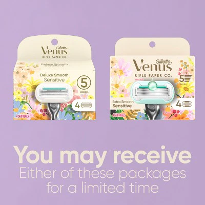 Rifle Paper Co. + Venus Deluxe Smooth Sensitive Razor Blade Refills 4ct - Imperfect Box - Image 4