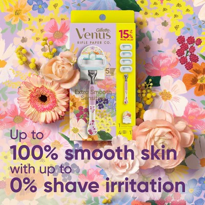 Rifle Paper Co. + Venus Women's Deluxe Smooth Sensitive Razor + 4 Refills - Imperfect Box - Image 4