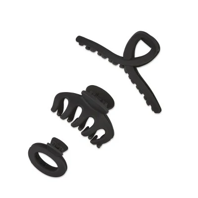scunci Assorted Styles Claw Clips Matte Black All Hair 3pcs - Imperfect Box - Image 2