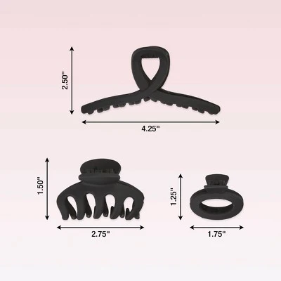 scunci Assorted Styles Claw Clips Matte Black All Hair 3pcs - Imperfect Box - Image 4