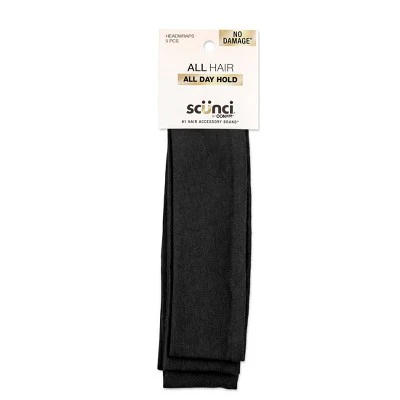 Scunci by Conair No Damage Stretch Fabric Headbands Black 5pcs - New
