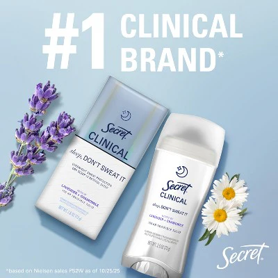 Secret Clinical 100HR Relief & Comfort Overnight Deodorant Lavender & Chamomile 2.6oz - Imperfect Box - Image 7