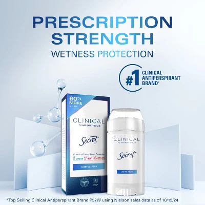 Secret Clinical Strength Solid Antiperspirant & Deodorant 2.6oz - Imperfect Box - Image 2