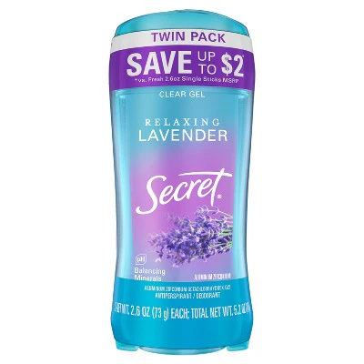 Secret Fresh Clear Gel Deodorant Relaxing Lavender 2.6oz/2pk - Imperfect Box - Image 2