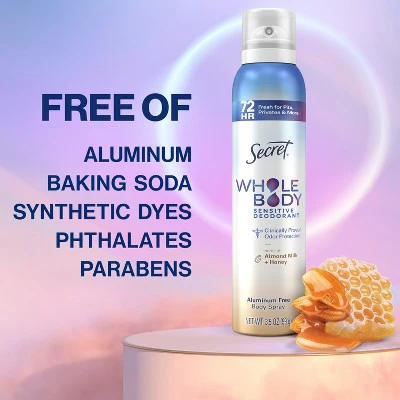 Secret Whole Body Deodorant Spray Almond Honey 3.5oz - New - Image 3