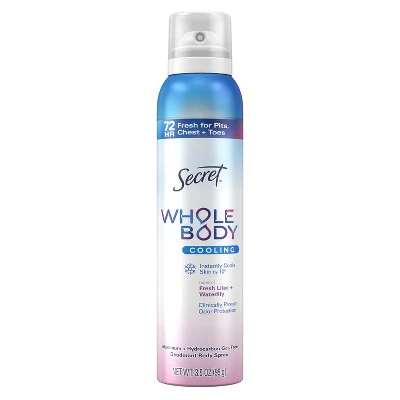 Secret Whole Body Deodorant Spray Lilac & Waterlily Aluminum-Free 3.5oz - Missing Lid