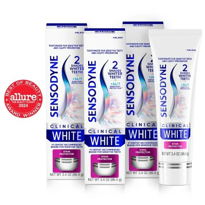 Sensodyne Clinical White Stain Protector Toothpaste 3.4oz/3pk - New - Image 3