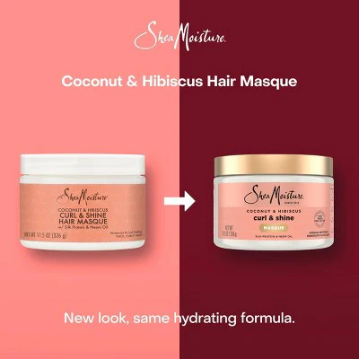 SheaMoisture Coconut & Hibiscus Curl & Shine Hair Mask 11.5oz - Imperfect Container - Image 3