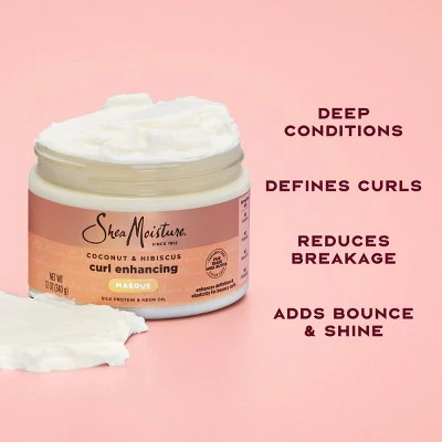 SheaMoisture Coconut & Hibiscus Curl & Shine Hair Mask 11.5oz - Imperfect Container - Image 5