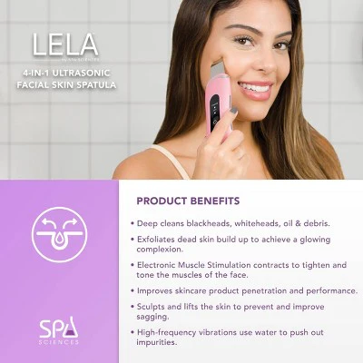 Spa Sciences LELA Ultrasonic Skin Scrubber Spatula Pink - Imperfect Box - Image 3