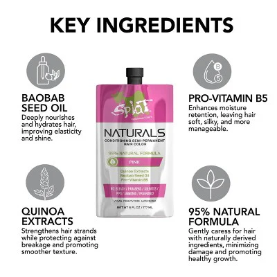 Splat Semi-Permanent Hair Color Naturals Pink 6 fl oz - New - Image 3