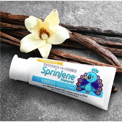 SprinJene Natural Kids Fluoride Free Toothpaste Vanilla 3.5oz - Imperfect Box - Image 3