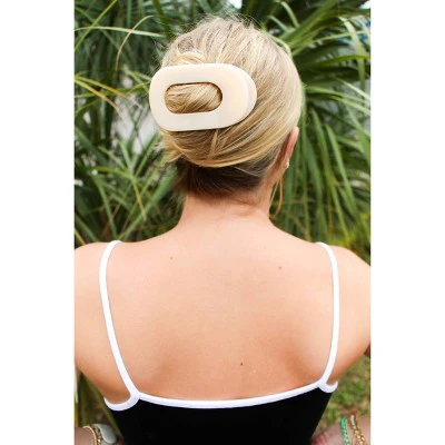TELETIES Medium Flat Round Hair Clip Almond Beige - New - Image 4