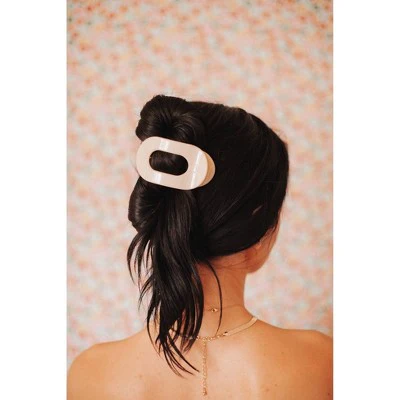 TELETIES Medium Flat Round Hair Clip Almond Beige - New - Image 6