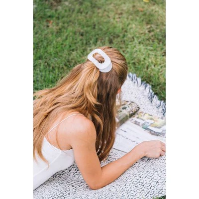 TELETIES Medium Flat Round Hair Clip Coconut White - New - Image 5