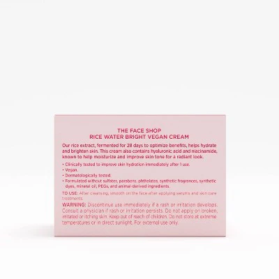 The Face Shop Rice Water Bright Vegan Cream 1.69 fl oz - New - Image 2