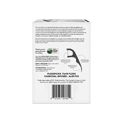 The Humble Co. Plant-Based Dental Floss Picks Charcoal 50ct/4pk - Imperfect Box - Image 2