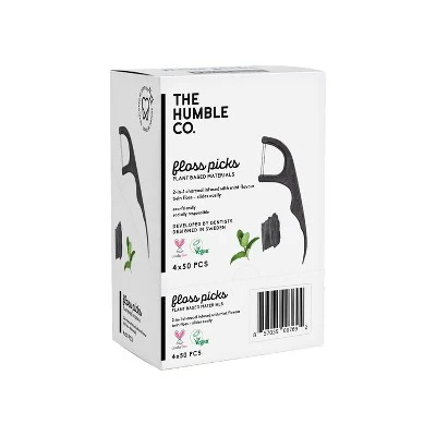 The Humble Co. Plant-Based Dental Floss Picks Charcoal 50ct/4pk - Imperfect Box - Image 3