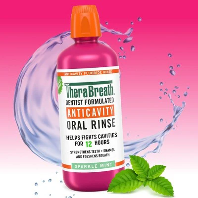 TheraBreath Anticavity Fluoride Mouthwash Sparkle Mint 33.8 fl oz - New - Image 2