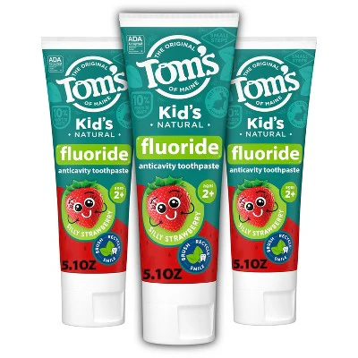 Tom's of Maine Silly Strawberry Kids Anticavity Fluroide Toothpaste 5.1oz/3ct - Missing Box