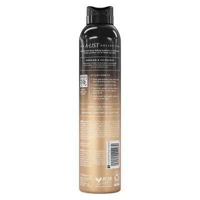 Tresemme A-List Collection Workable Hairspray, Golden Vanilla & Sandalwood Scent 8.5oz - Imperfect Container - Image 2