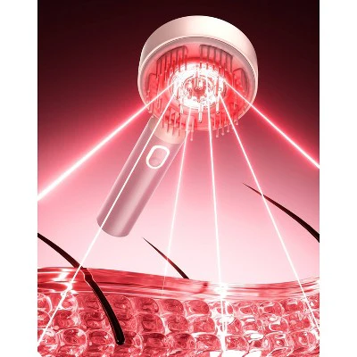 TYMO Trithera Scalp Therapy Red Light Massage Brush Hair Champagne Pink - Imperfect Box - Image 10