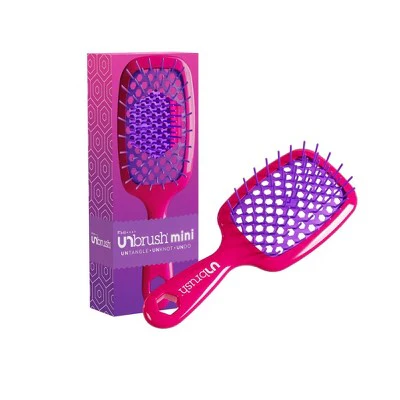 UNbrush Mini Detangling Hair Brush Neon Pink - Imperfect Box - Image 2
