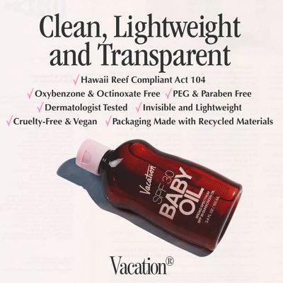 Vacation Baby Oil SPF 30 3.4 fl oz - Imperfect Container - Image 4