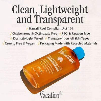 Vacation Chardonnay Oil Sunscreen SPF 30 3.4 fl oz - New - Image 4