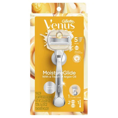 Venus Moistureglide Women's Razor Handle 2 Blade Refills + Shower Holder - Imperfect Box - Image 2
