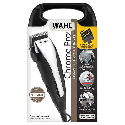 Wahl Chrome Cut Corded Electric Hair Clipper Kit with Self Sharpening Blades and 12 Haircutting Attachment Guards - Imperfect Box - Image 2
