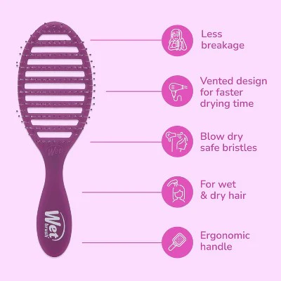 Wet Brush Speed Dry Detangler Hair Brush for Quick Heat Drying Frost Purple - Imperfect Box - Image 4